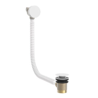Válvula Desagüe Click Clack con llenado cascada por rebosadero bañera blanco mate