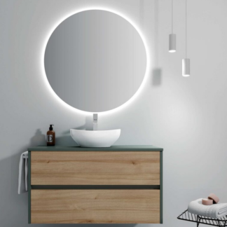 Mueble de baño suspendido 100cm y 2 cajones Verde